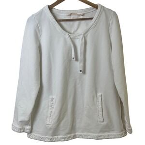 Soft Surroundings White Pull Over V Neck Long Sleeve Shirt‎ Tunic Large Read
